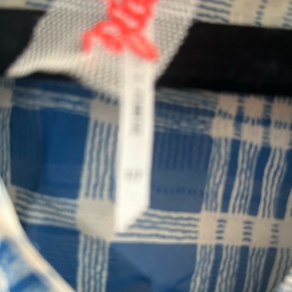 Free People sheer blue and cream plaid top - Picture 6 of 6